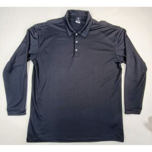 Nike Golf Long Sleeve Polo Shirt Mens XL Black Textured Heavier‎ Thread Count